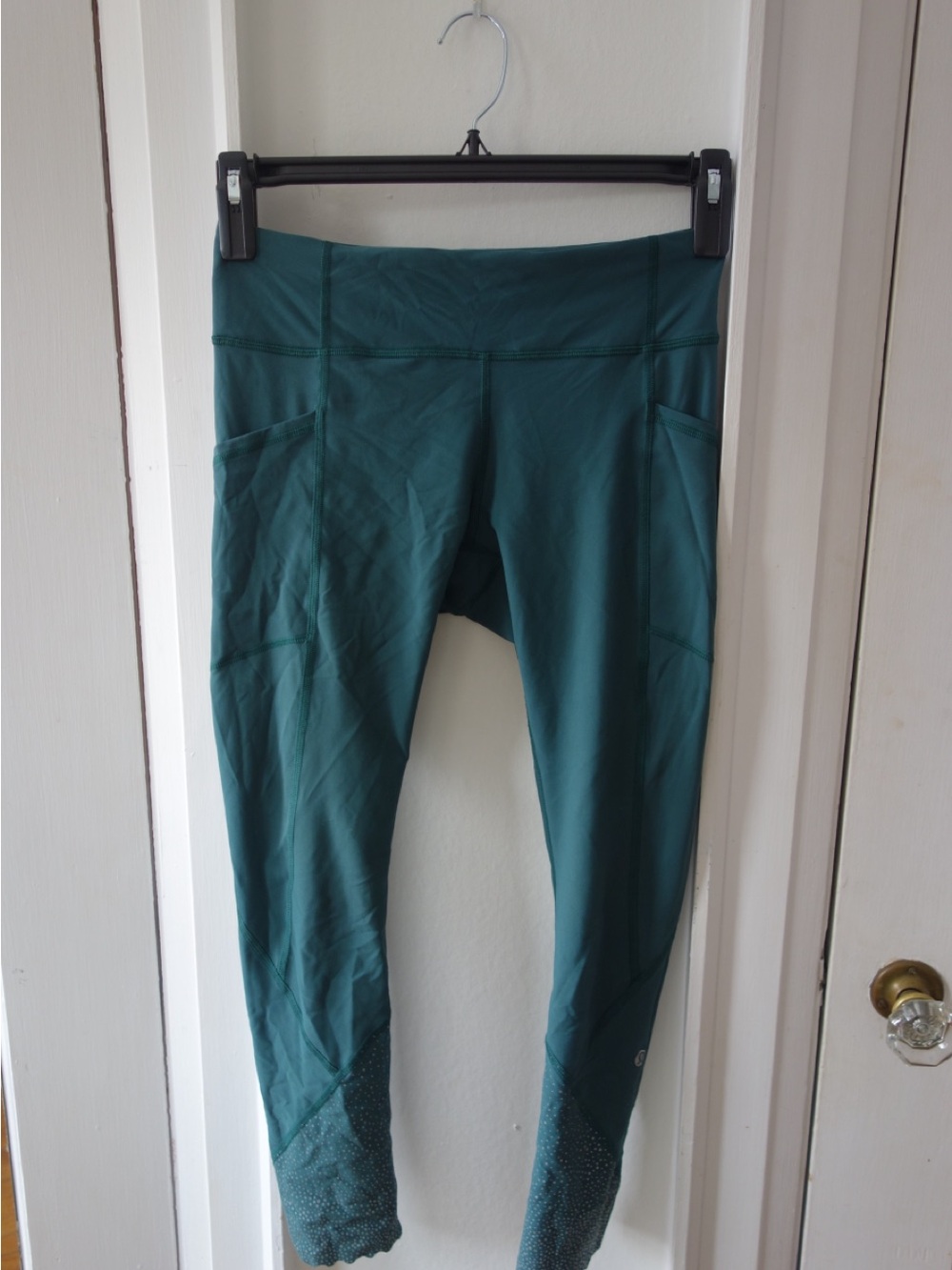 lululemon athletica Teal Leggings with Ankle Dot Detail and Side Pockets